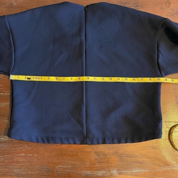 Adidas Cropped Trefoil Women's Sweatshirt Legend Blue Textured Size Small - Picture 7 of 9